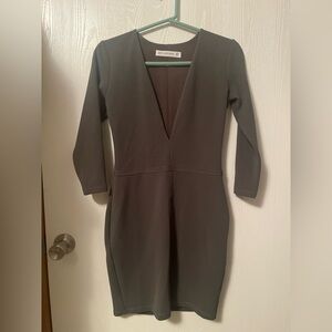Bec & Bridge Dark Olive Deep Plunge V-Neck Dress Size 4